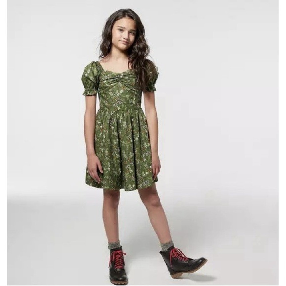 Janie And Jack Girls Bronze Green Floral Sweetheart Dress Size 18‎ ($79)
